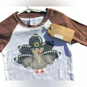 ARB Blanks Brown 3/4 Raglan with Football Thanksgiving Turkey.‎ Size 18m. NWT